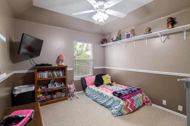 376 Sweet Gum Dr, Kyle, TX 78640 - bedroom with carpet, baseboards, and a ceiling fan