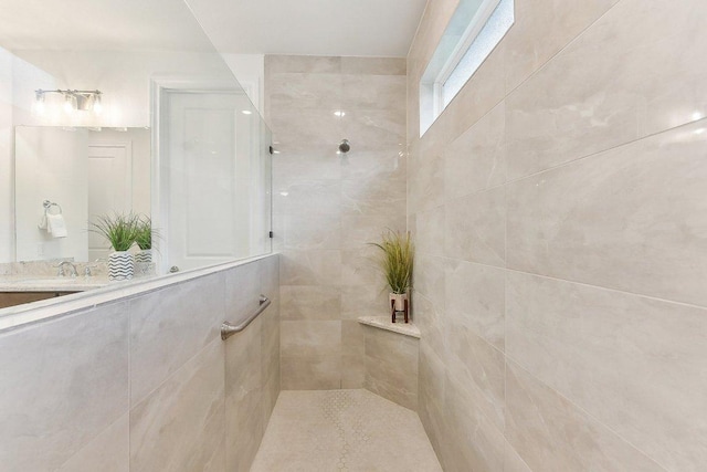 full bathroom with a walk in shower