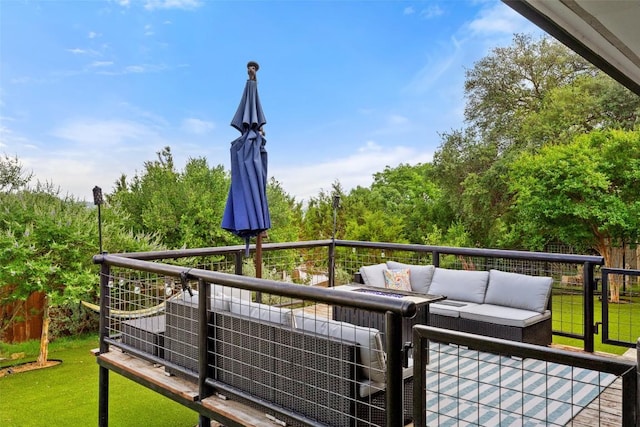 wooden deck with outdoor lounge area