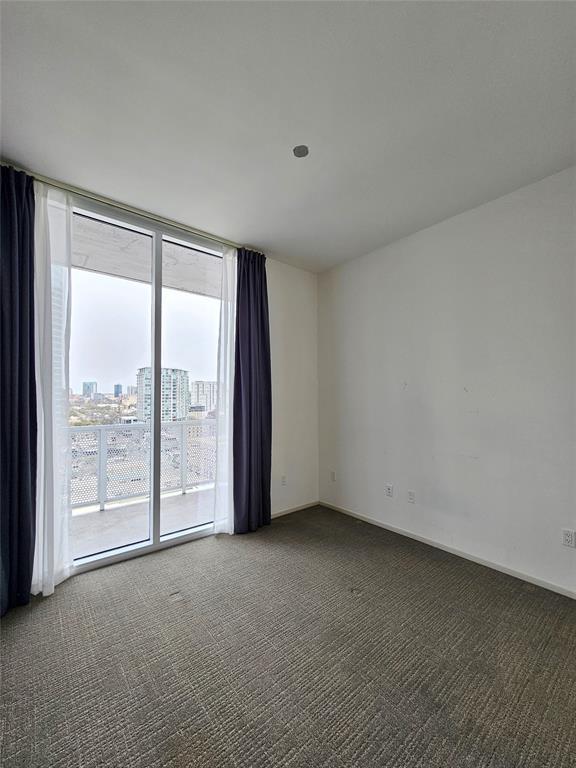 carpeted spare room featuring expansive windows and baseboards