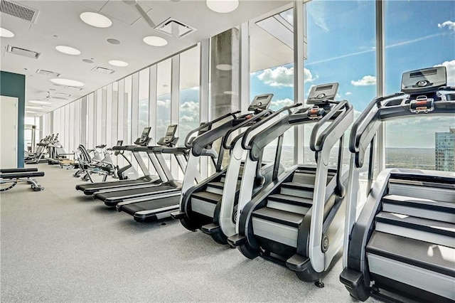 workout area featuring visible vents