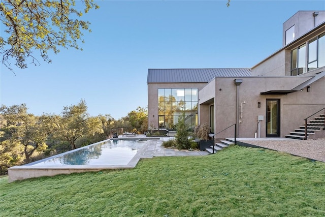 2405 Deer Pass, Austin, TX 78746 - view of yard with a patio, stairs, and an outdoor pool