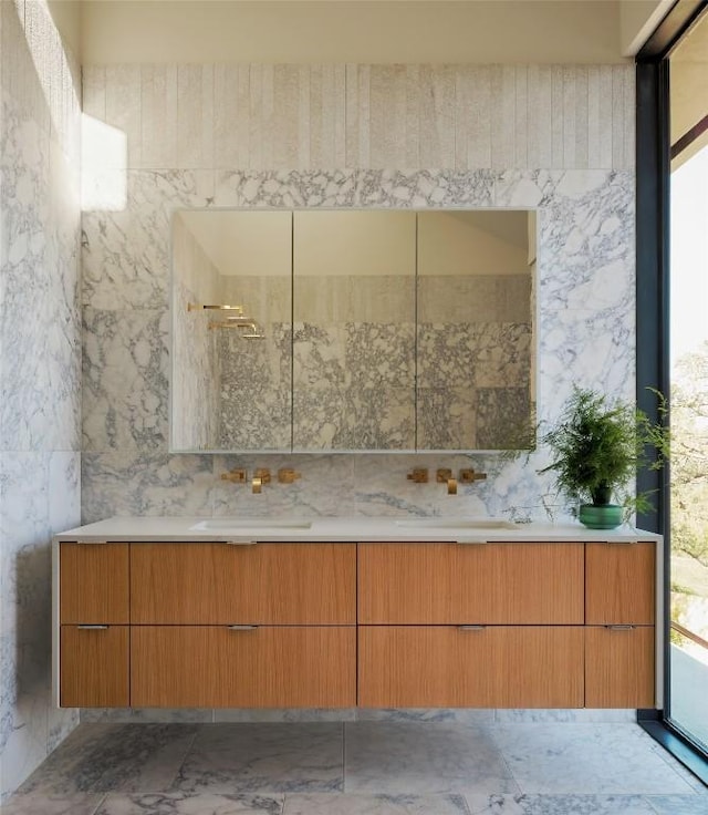2405 Deer Pass, Austin, TX 78746 - full bathroom featuring double vanity and a shower