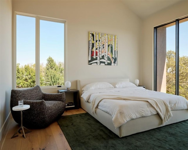 2405 Deer Pass, Austin, TX 78746 - bedroom with vaulted ceiling and wood finished floors