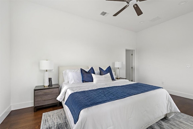 5510 Woodrow Ave Unit 1, Austin, TX 78756 - bedroom featuring baseboards, a ceiling fan, wood finished floors, and visible vents
