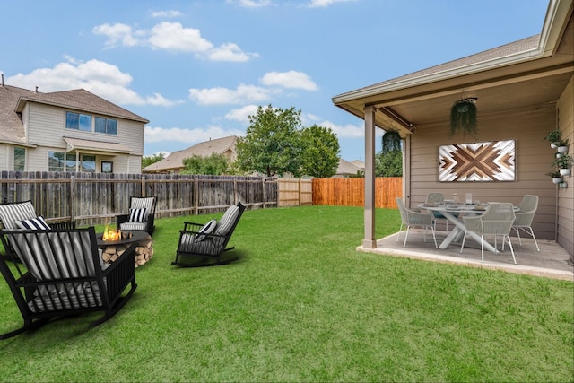 182 Lone Tree Holw, Buda, TX 78610 - view of yard with a patio area and an outdoor fire pit