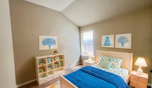 1616 Bowerton Dr, Austin, TX 78754 - carpeted bedroom featuring vaulted ceiling and baseboards