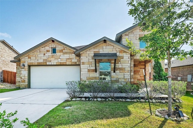 19020 Fernando Trl, Austin, TX 78738 - view of front of property with stone siding, concrete driveway, and an attached garage