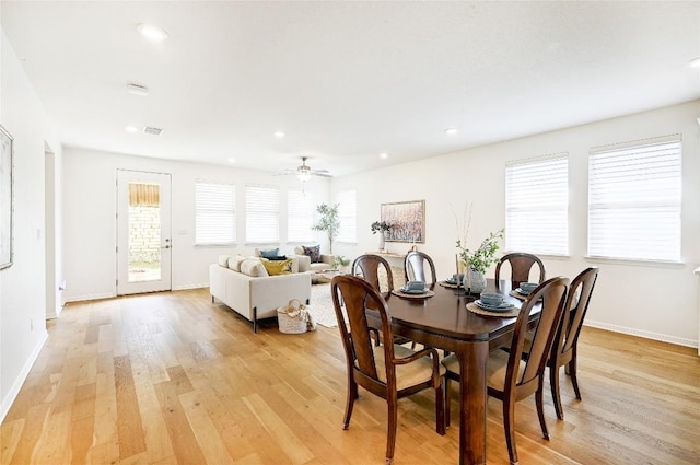 19020 Fernando Trl, Austin, TX 78738 - dining area with plenty of natural light, light wood-style floors, recessed lighting, and baseboards