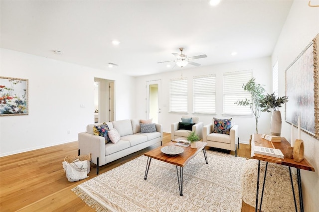 19020 Fernando Trl, Austin, TX 78738 - living area featuring wood finished floors, recessed lighting, a ceiling fan, and baseboards