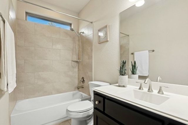 10408 Nicolet Way, Austin, TX 78717 - full bath with vanity,  shower combination, toilet, and a textured wall