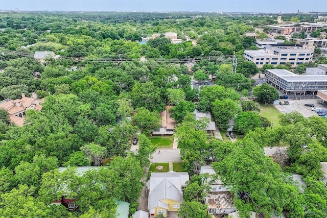 bird's eye view featuring a view of trees