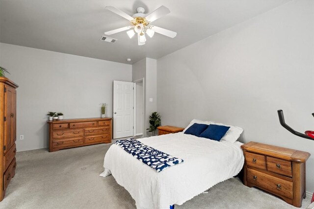 12804 Council Bluff Dr, Austin, TX 78727 - bedroom featuring light carpet and ceiling fan