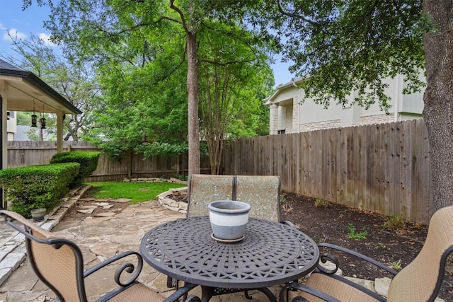 view of patio featuring a fenced backyard