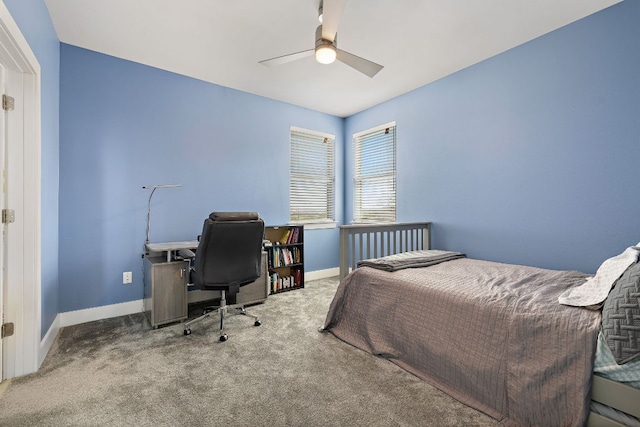 1304 High Lonesome, Leander, TX 78641 - bedroom with carpet, baseboards, a desk, and a ceiling fan