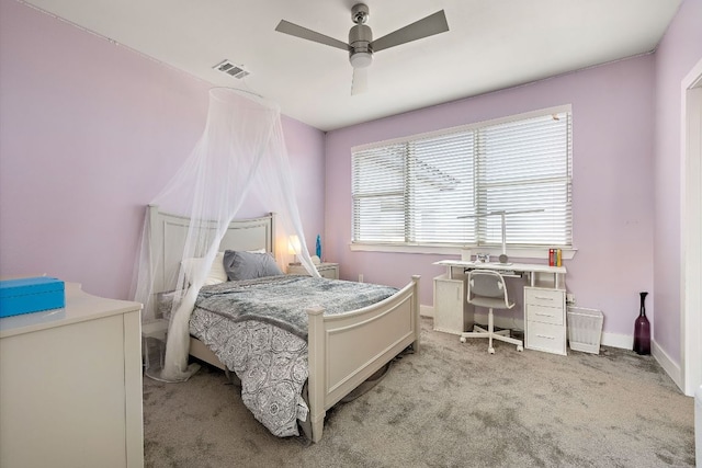 1304 High Lonesome, Leander, TX 78641 - bedroom with light colored carpet, ceiling fan, and baseboards