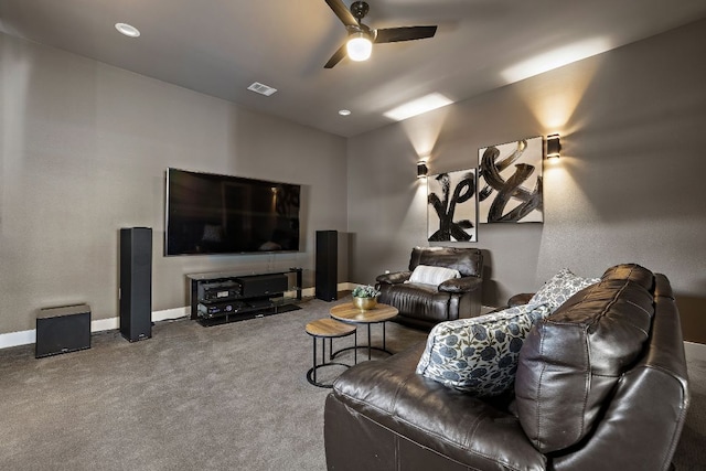 1304 High Lonesome, Leander, TX 78641 - carpeted living room with ceiling fan, baseboards, and recessed lighting