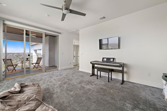 1304 High Lonesome, Leander, TX 78641 - living room featuring ceiling fan, attic access, carpet floors, and baseboards