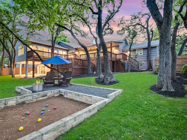 4801 Balcones Dr, Austin, TX 78731 - view of yard with stairs, a deck, and a patio area