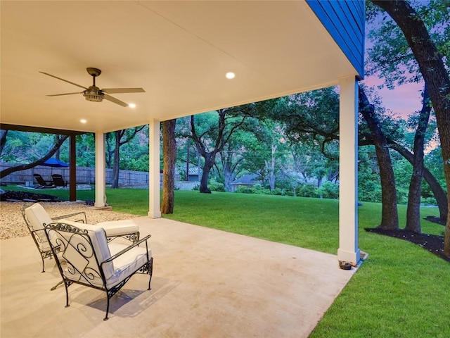 4801 Balcones Dr, Austin, TX 78731 - view of patio / terrace featuring ceiling fan