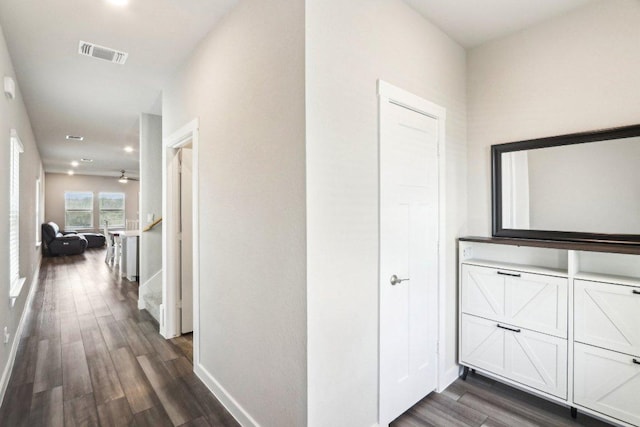 1208 Tipton St, Georgetown, TX 78633 - hall featuring dark wood-style flooring and baseboards
