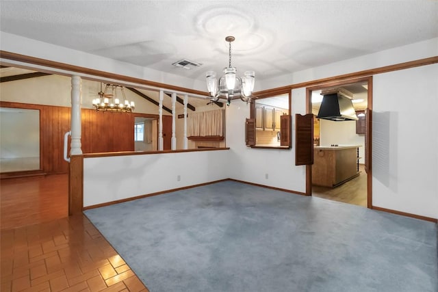 1402 Brown St, San Marcos, TX 78666 - interior space featuring an inviting chandelier, baseboards, and visible vents