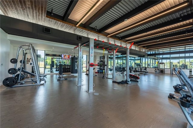 exercise room featuring visible vents