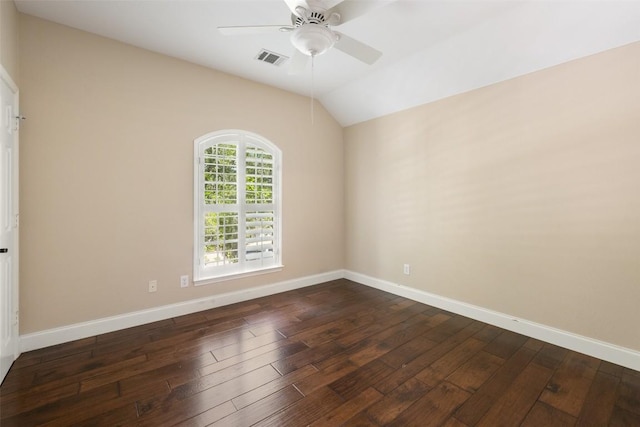 3109 Brigham Ct, Austin, TX 78732 - unfurnished room featuring baseboards, ceiling fan, visible vents, and dark wood finished floors