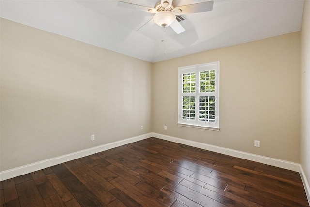 3109 Brigham Ct, Austin, TX 78732 - empty room with baseboards, a ceiling fan, and dark wood finished floors