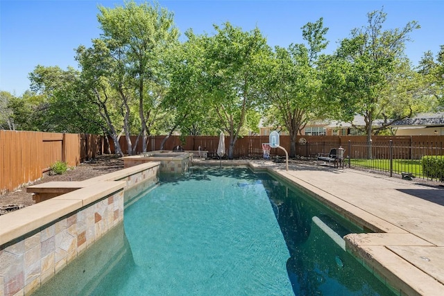 3109 Brigham Ct, Austin, TX 78732 - view of pool with a patio, an in ground hot tub, a fenced in pool, and a fenced backyard