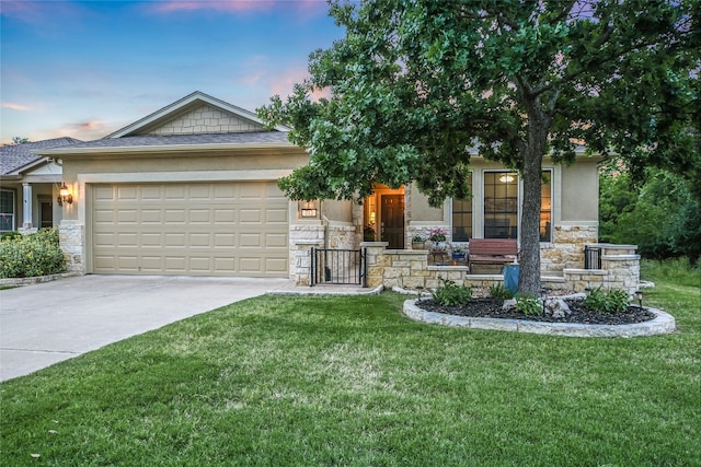 712 Independence Creek Ln, Georgetown, TX 78633 - view of front facade featuring a garage, driveway, and stone siding
