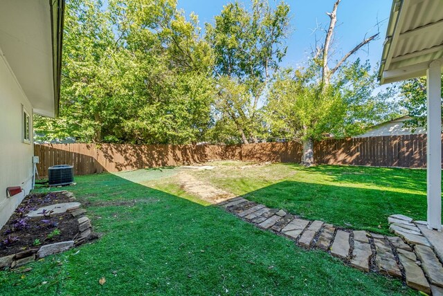 10429 Firethorn Ln, Austin, TX 78750 - view of yard featuring central air condition unit and a fenced backyard