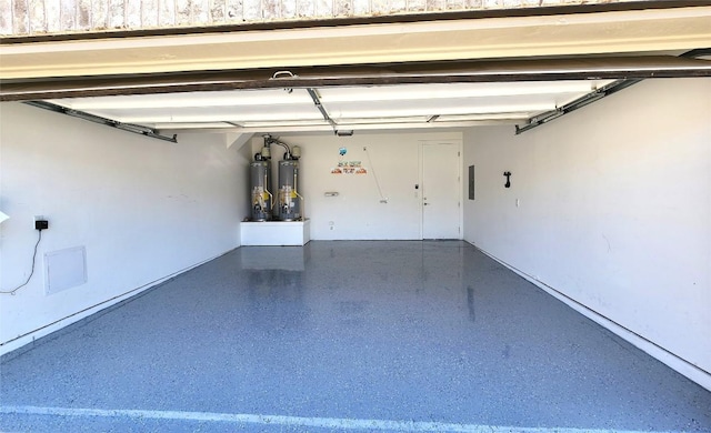garage featuring water heater
