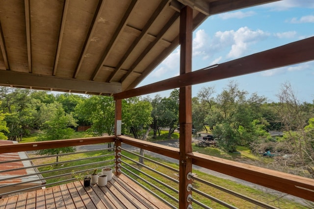 2401 De Soto Dr, Austin, TX 78733 - wooden deck with view of wooded area