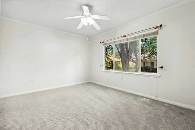 508 Texas Dr, Georgetown, TX 78633 - carpeted spare room featuring baseboards, ornamental molding, and a ceiling fan