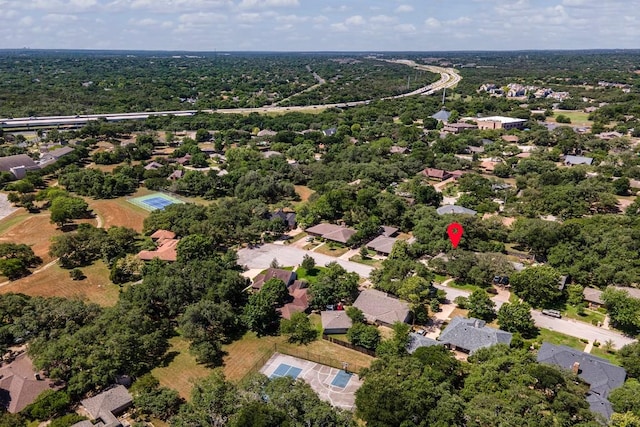 aerial view with a residential view