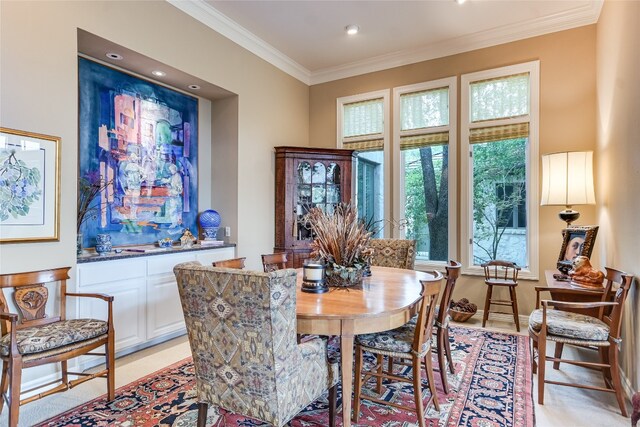 2305 Barton Creek Blvd Unit 28, Austin, TX 78735 - dining room with crown molding, bar area, and recessed lighting