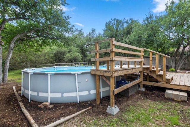 pool featuring a wooden deck
