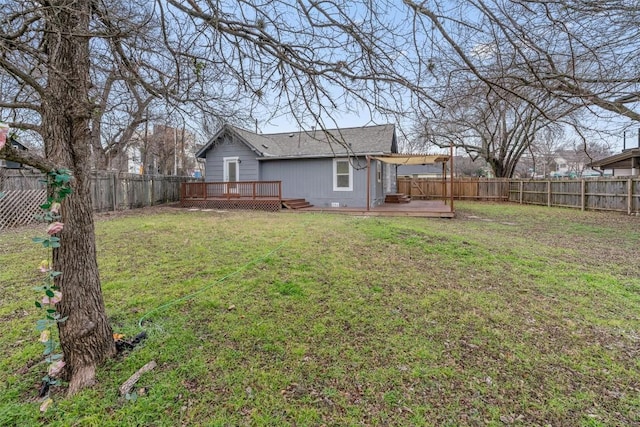 1802 Webberville Rd, Austin, TX 78721 - view of yard with a fenced backyard and a deck