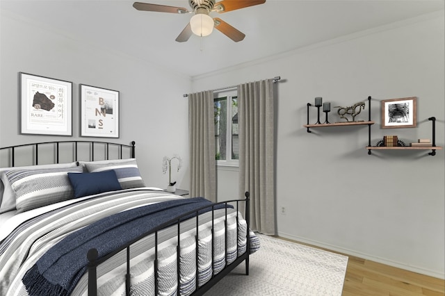 4015 Alexandria Dr, Austin, TX 78749 - bedroom featuring light wood-type flooring, ornamental molding, and ceiling fan