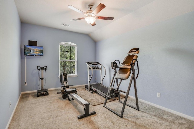 1901 Meandering Meadows Dr, Pflugerville, TX 78660 - exercise area with baseboards, carpet, a ceiling fan, and visible vents