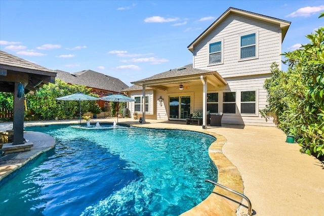 1901 Meandering Meadows Dr, Pflugerville, TX 78660 - pool featuring a patio and a ceiling fan