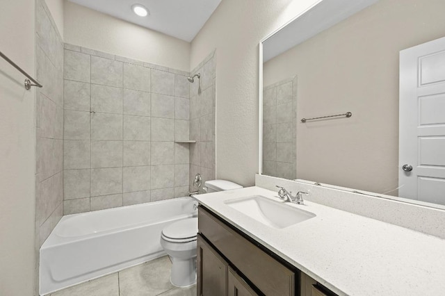 5407 Thunderbird St, Lago Vista, TX 78645 - full bath featuring vanity, tile patterned flooring, toilet, and  shower combination