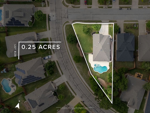 2040 Elaina Loop, Leander, TX 78641 - aerial view of property's location with a pool and property parcel outlined