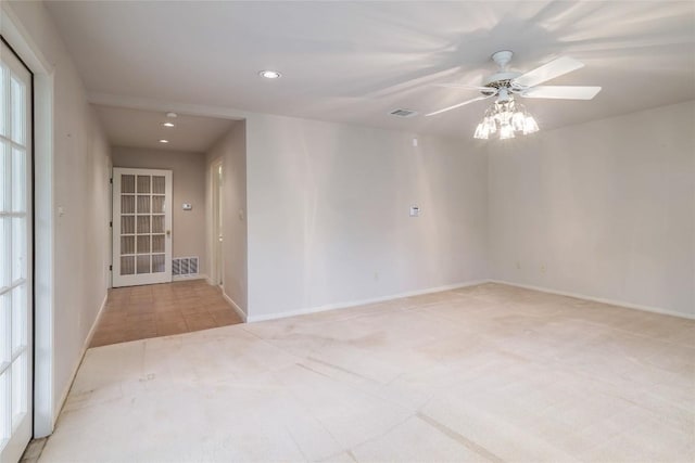7300 Greenhaven Dr, Austin, TX 78757 - spare room with light carpet, recessed lighting, a ceiling fan, and baseboards