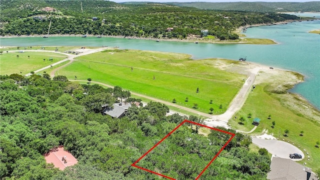 10304 Lakeside Dr, Jonestown, TX 78645 - bird's eye view featuring a water view