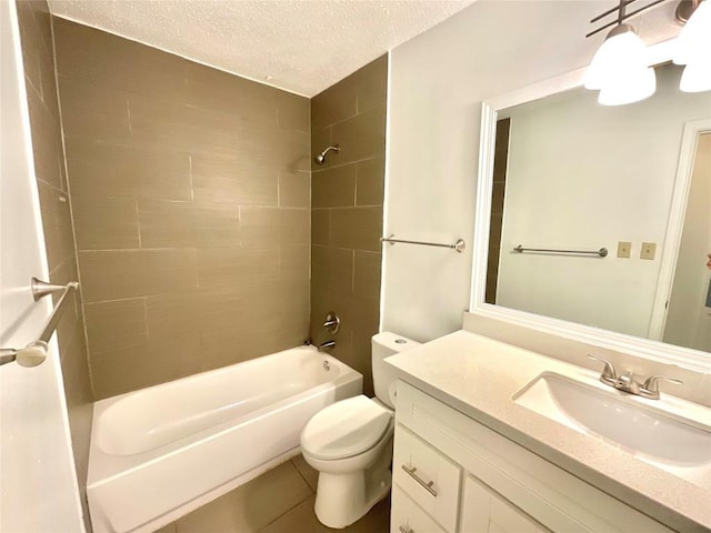 10810 Calcite Trl, Austin, TX 78750 - bathroom with tile patterned flooring, vanity, toilet, a textured ceiling, and shower / bath combination