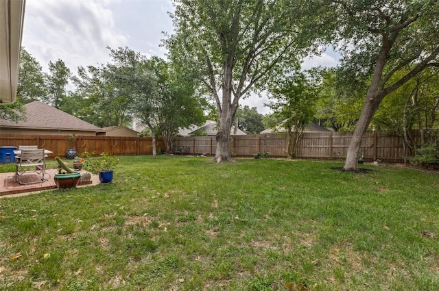 view of yard with a fenced backyard