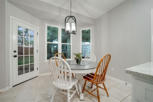 103 Sierra Ridge Dr, San Marcos, TX 78666 - dining space featuring a chandelier and light tile patterned floors