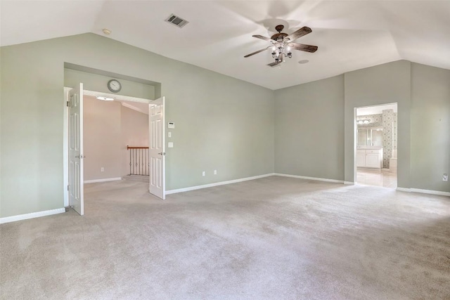 10768 Bramblecrest Dr, Austin, TX 78726 - carpeted empty room featuring lofted ceiling and ceiling fan